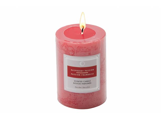 2" X 3" SCENTED PILLAR CANDLE (RASPBERRY PASSION) (12/DISP)